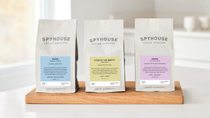 Image of three Spyhouse coffee bags side by side